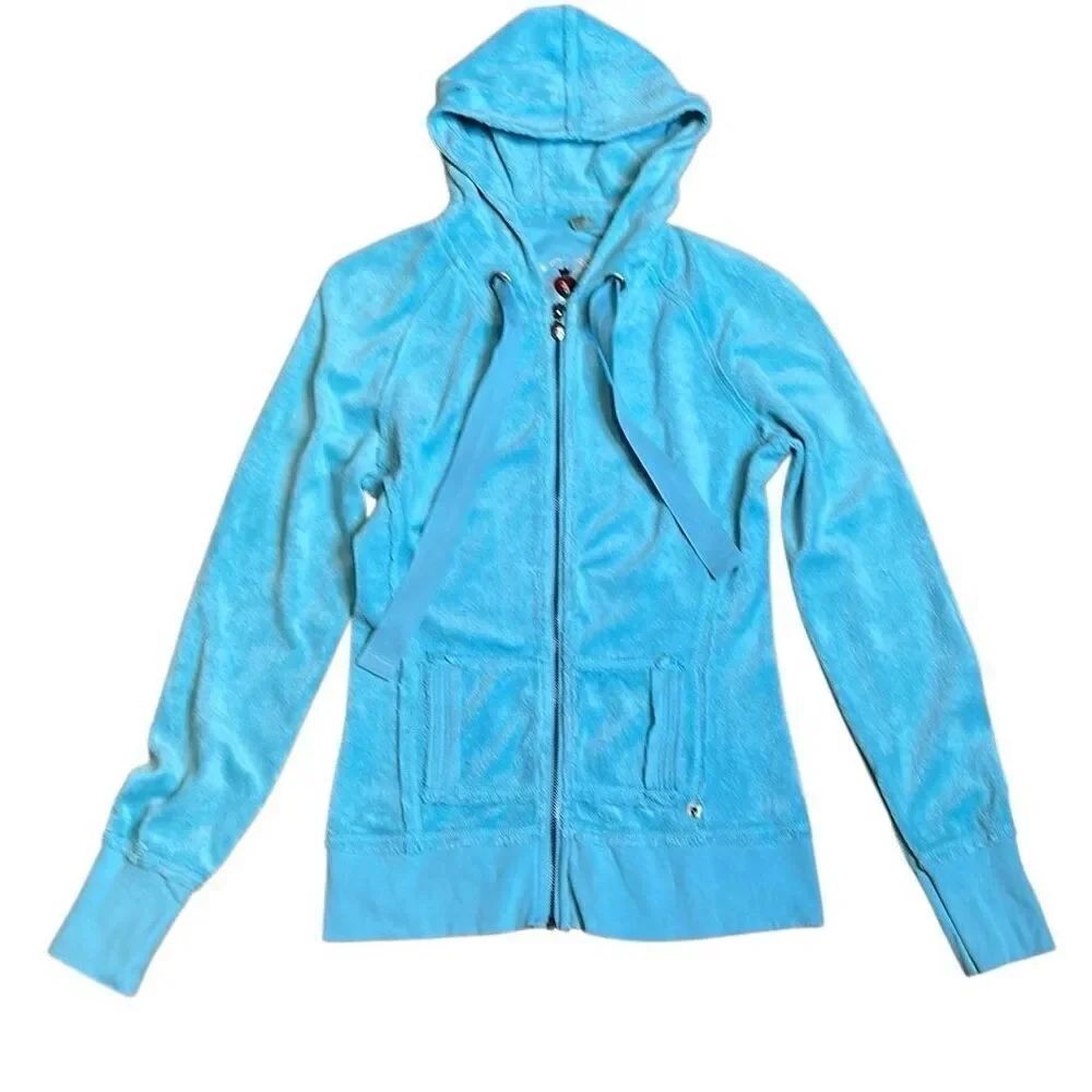 Twisted Heart Terry Cloth Blue Fitted Hoodie